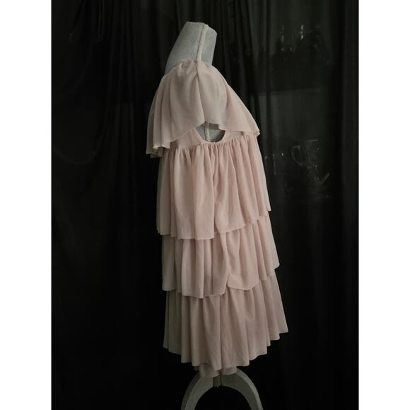 Twin Set by Simona Barbieri Flounced Ruffled Sleeveless Tulle Beige Dress Size L - Picture 4 of 10